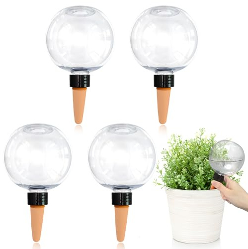 badaren Lot de 4 Boule Arrosage Plante, Reserve Eau Plante, Pot Plante Reserve d Eau, pour Plantes, Arrosage des Chambres, Balcons et Plantes de Jardin, Arrosage Plante Vacances (Transparent, A)