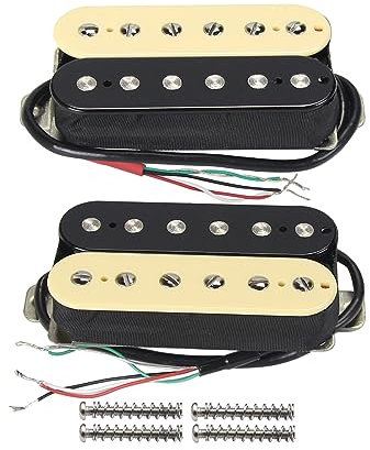 FLEOR Keramik E-Gitarren-Humbucker-Tonabnehmer, Doppelspulen-Gitarren-Steg-Tonabnehmer und Hals-Tonabnehmer-Set – (Schwarz + Creme)