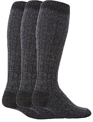 Workforce - 3 Pairs Mens Extra Long Knee High Thick Warm Wool Rich Knitted Boot Socks (WFH0035NVY)