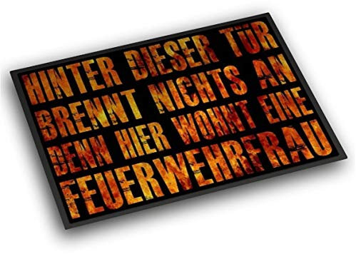 Roter Hahn 112 Einzigartige Feuerwehr Fussmatte 60x40cm Feuerwehrfrau Fußmatte Vorleger Abstreicher