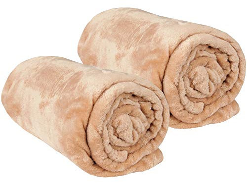 Bestgoodies Kuscheldecke im 2er Pack Wohndecke - extra weich - hochwertige Microfaser Flauschdecke, 210 x 280 cm - Nougat