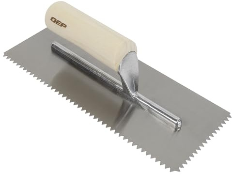 QEP 1/4 x 3/16 V-Notch Carbon Steel Trowel with Wood Handle