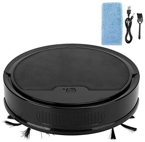 Zerodis 1600Pa 2000mAh Robot Aspirador 3 en 1 Carga USB Aspiradora Inteligente Barredora Máquina de Barrido silenciosa para el hogar Cabello de Mascotas, Piso Duro, Alfombras(Black)