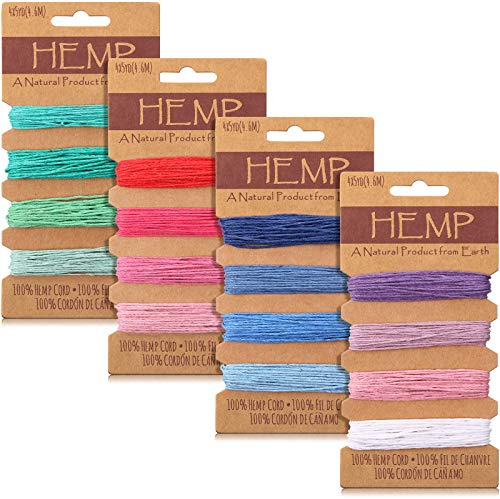 Fili di Corda per Perline 16 Colori Corda di Lino Multicolore Corda di Spago Naturale per Braccialetti Fatti a Mano Creazione Accessori di Portachiavi, 80 Iarde in Totale (Colore Misto)
