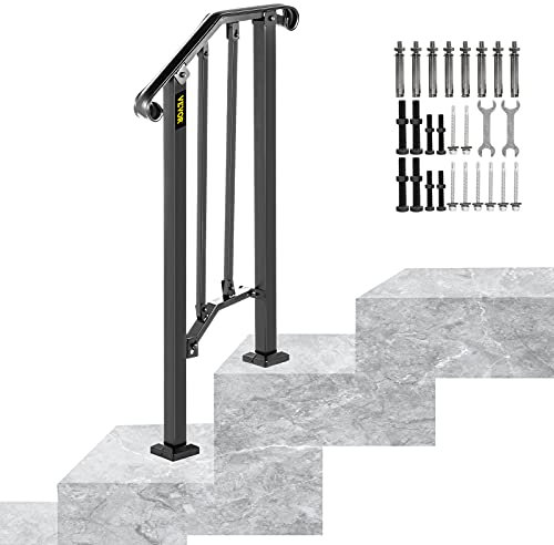 VEVOR, ringhiera per scale, in ferro battuto, adatto per 1 a 2 gradini, per esterni, colore nero