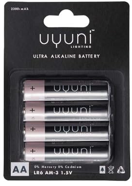Uyuni Lighting |Ultra Alkaline Recyclable AA Batteries | 1.5V, 2300mAh - Pack of 4