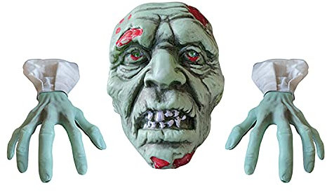 Petalum Halloween Dekoration Garten Horror Skelett Schädel 3 Stück Zombiegesicht und Arme Kunststoff realistische Skeleton Halloween Party Garten Hof Rasen Dekos