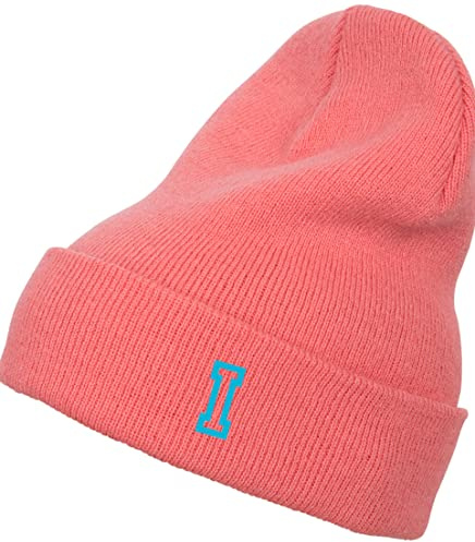 Schnoschi Strickmütze mit Breiten Umschlag (Beanie Mütze) mit Initialen Bestickt für Herren, Damen, Jugendliche und Kinder