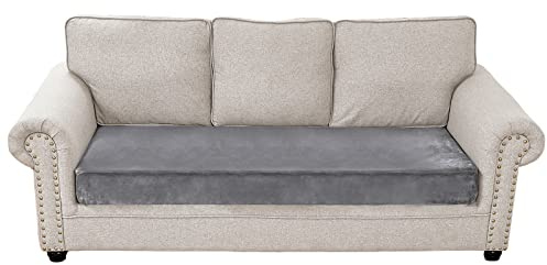 Qelus Samt Sofa Sitzkissenbezug,Stretch Couchüberzug,1 Stück Sofakissen Schonbezug,weicher Möbelschutz(Grau,3 Sitzer)