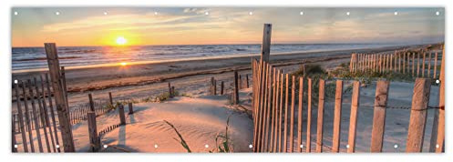 MuchoWow® Balkon Sichtschutz Sichtschutzmatte Balkonbanner Abdeckung für Terrasse Balkon Windschutz Blickdicht Wetterfest 300x90 cm Strand - Meer - Düne - Sonnenuntergang - Landschaft