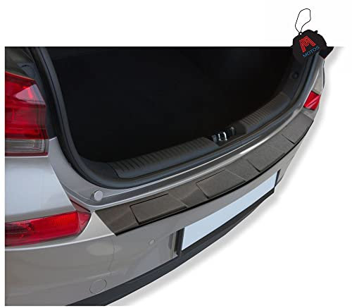 M MOTOS Satin Schwarz Edelstahl-Ladekantenschutz für Honda Jazz IV 2018 5 -türig. Erhöhter Fahrkomfort mit säurefesten Schwellerplatten - Kratzschutz