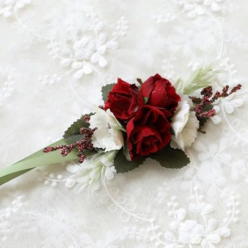 REDAEL Künstliche Seide, Kunststoff, Rosa, Blumen, Brautschmuck, Anstecknadel, Herren, Kiefer, Anzug, Corsage, Braut, Knopfleiste, Hochzeit, Handgelenk, Blume, Deko, Blumenschmuck