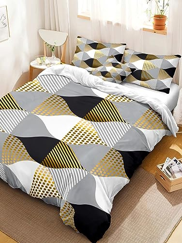 XCQHZYQ Bettwäsche 180x200 cm Geometrische Muster 3 Teilig Bettbezug Bettwäsche-Sets Knitterfrei Weich Mikrofaser mit 2 mal Kissenbezüge 80x80 cm, mit Reißverschluss