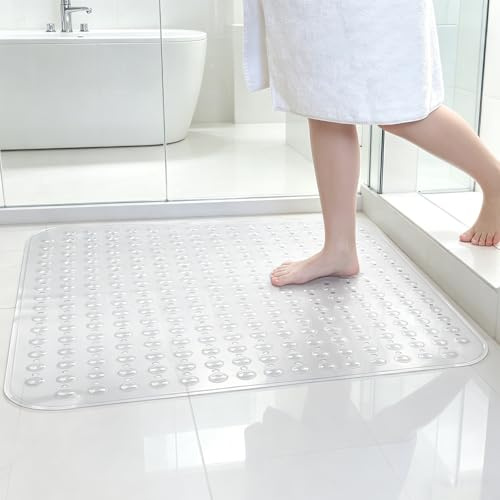 ZOKBOM Duschmatte rutschfest 80x80 cm Groß | Dicke Antirutschmatte Dusche Quadratisch Schimmelresistent | Duscheinlage rutschfest Duschunterlage BPA Frei (Transparent)