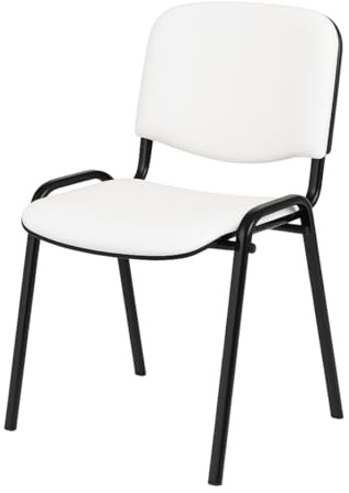 Topsit Wartezimmerstuhl aus Kunstleder, stapelbarer Besucherstuhl, Metallgestell Bürostuhl, Konferenzstuhl, Home Office, Rezeption (Weiß)