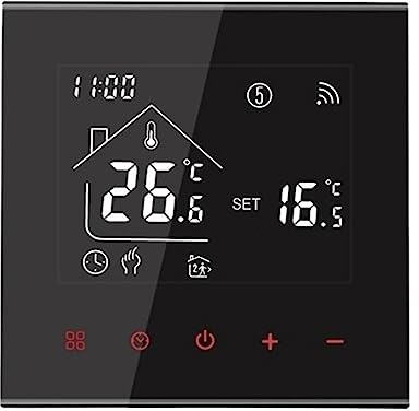 Thermostat Intelligent Thermostat WiFi Intelligent Chauffage par Le Sol électrique Eau/gaz chaudière température télécommande Travail (Color : Water Black)