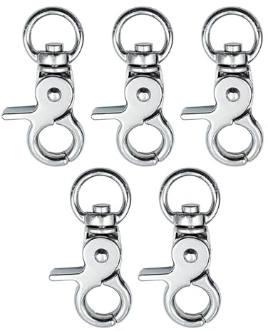 Scherenkarabiner, Karabinerhaken Wirbelkarabine, Zinklegierung Scherenkarabiner, mit Dreh-Gelenk/Dreh-Kopf, für Hundekette, Katzengürtel, Schlüsselketten, Silber (5 Stück)