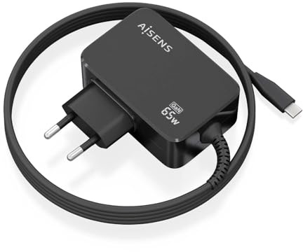 AISENS - ASCH-1PD65WL033-BK - Cargador GAN 65W PD3.0 1XUSB-C 1.8M, Negro