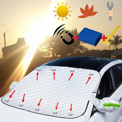 Copri Parabrezza Auto Ripiegabile - Parasole Anteriore con 9 Magneti Contro i Raggi UV, per la Maggior Parte dei Veicoli, 190cm x 148cm x 116cm (Verde)