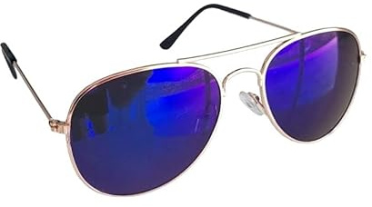 Occhiali da Sole per Bambini Stile Aviatore, Montatura Dorata, Lenti Viola Blu, Idea Regalo bimba bimbo vintage