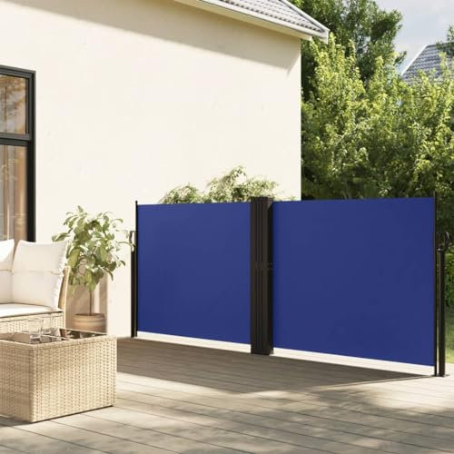 Homgoday Extrahierbare Seitenmarkise 100 x 1000 cm Blau - UV-Schutz für Balkon, Terrasse & Garten Model4004686