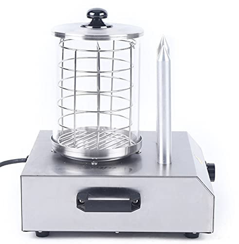 Hot Dog dispositivo 422W calentador de salchichas de acero inoxidable con 2 espinas calefactoras olla salchicha 0-85 °C jaula de acero inoxidable distribuible 16 x 21,5 cm 16 cm cilindro de vidrio