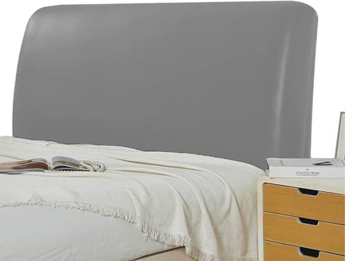 YOHOCS PU Leder Bett Kopfteil Bezug, Bettkopfteil Hussen, Bett Zurück Schutz All-Inclusive Kopfteil Husse, Protektor Kopfteilbezug für eine Vielzahl von Bettköpfen,Grau,180cm