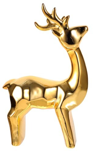 Ciieeo Hirschschmuck aus Keramik Rentier-Statuen kleine Tierstatue Miniaturfigur weihnachtliche rentierfigur Kaminsims Wohnkultur Keramik Handwerk Hirschstatuen aus Keramik