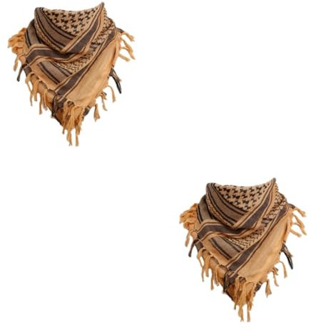 DEARMAMY 2stücke Unisex Arabischer Taktischer Schal Aus Atmungsaktiver Halstuch Für Outdoor-aktivitäten Als Sonnenschutz Oder Wärmender Schal Mud-farbe