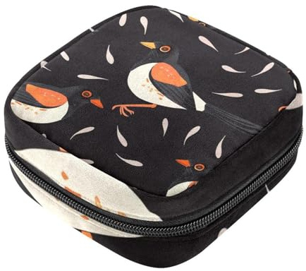 Aufbewahrungsbeutel für Damenbinden, Myna-Muster, Oxford-Stoff, Menstruationstassen-Beutel, Stillkissen, Tampon-Periodenbeutel mit Reißverschluss, für Teenager, Mädchen, Damen, Schwarz