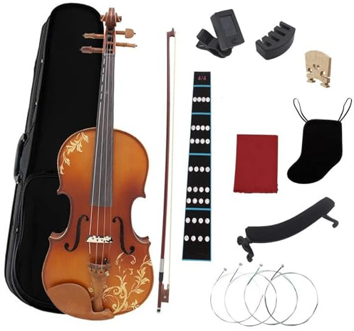 Violine Violine 4/4 Professionelles Akustik-Geigenset Aus Massivem Holz Geschnitzt Mit Koffer Und Bogen Anfängerzubehör(SET2)