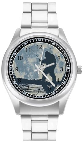 Bigfoot Fishing Men's Stainless Steel Quartz Watch Wrist Watches Casual Band Three-Hand Watch