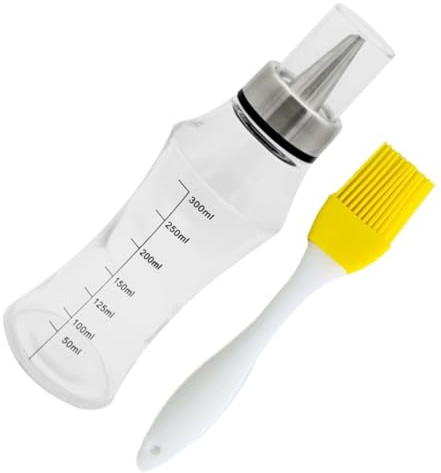 OFFSCH Aceitera y Vinagrera De Vidrio y Acero Inoxidable Dispensador De Aceite y Vinagre Recipiente Para Condimentos Hermético y Duradero