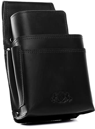 SID & VAIN Combi Kellner-Geldbörse Gastronomie echt Leder - Geldbeutel & Kellner-Holster Aberdeen Combi - Kellner-Geldbeutel Fächer Ledergeldbeutel Herren und Damen schwarz handgefertigt