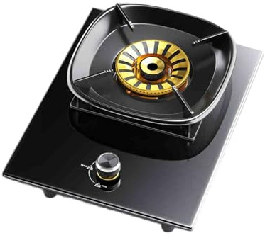 1 Cuisinière À Gaz, Cuisinière De Conversion NG/GPL, Brûleur Tout En Cuivre En Verre Trempé Noir De 5,2 KW, Avec Protection Contre Les Flammes Et Sécurité Enfant, For La Maison Et Le Camping-car(LPG)