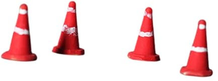 Folpus 4 Stück 1/64 Mini-Verkehrskegel, Mini-Verkehrsschild, Partygeschenke, Sandtisch-Ornament, Verkehrsschilder, Spielzeug-Trainingskegel für Kinder
