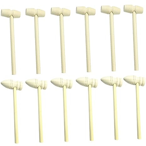 Abaodam Mini Wooden Hammer Wooden Toys for Boy Girl Diy Craft Creative Wood Hammer for Seafood Cake Hammering Nailing Toys for Year Olds