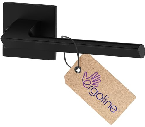 ERGO line Modern Design, Schwarz Türbeschlag QUANTO, Türgriff ohne Schlossrosette Schwarz Matt, Eckig Drückergarnitur, Die ultra-feine Silhouette, Türbeschlag, Türklinke Schwarz, Türdrücker