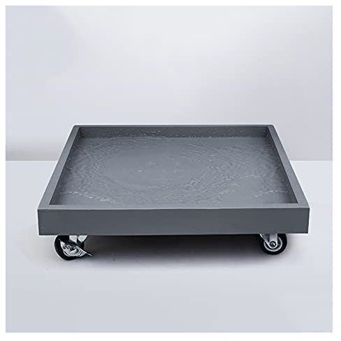 DONGGANSHI Quadratischer Pflanzenpaletten-Caddyständer mit Rad, Kunstharz, Blumentopf-Transportwagen, Blumentopf-Trolley, Pflanzgefäß-Tablett für den Garten, drinnen und draußen, Grau, 32 cm