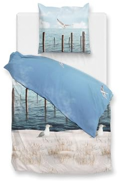 Zo!Home Bettwäsche »Renforcé« 100% Baumwolle | Reißverschluss | 135x200 & 80x80 | Sandler | Möwe,Strand,Meer
