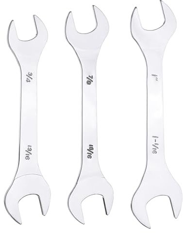 sourcing map 3pcs Double Open End Thin Wrench Set 3/4 13/16 7/8 15/16 1 1-1/16 SAE Super Thin Small Flat Head Wrench Mirror Polished Open Ended Spanner for Automotive Furniture Repair