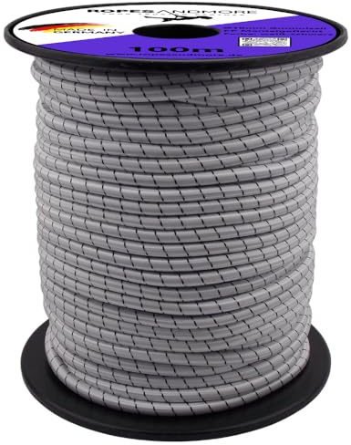 Ropes and More Corde élastique en caoutchouc 10 mm Longueur 10 m 10 m Plusieurs couleurs Fabriqué en Allemagne par Ropes and More (blanc/noir, 10 m (Lfm) Ø 10 mm – Sans bobine