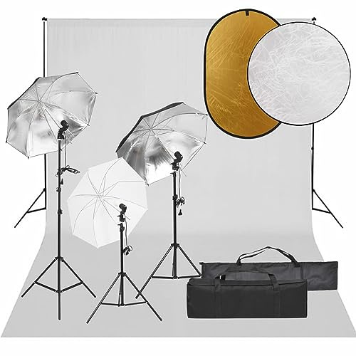Juroupi Kit per Studio Fotografico con Set Luci, Fondale e Riflettore,Studio Foto,Fotografia,Illuminazione e Studio,Luci e Flash da studio-3094723
