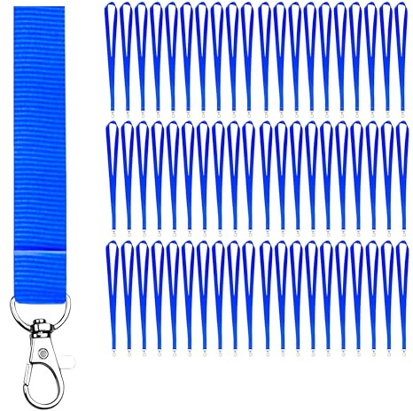 VERY IMPORTANT RUNNER - Pack Lanyards Colores Gancho Metálico - Lote Lanyard Colores Polyester 2cm Ancho y 46cm Largo para Cuello - Llaves - Tarjetas Identificativas - Pendrive (Azul, 20 Unidades)