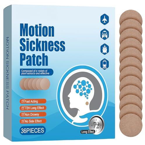 Motion Sickness Patches, 36 PCS Anti Nausea Patches for Travel, Sea Sickness Relief, Prevent Vomiting & Nausea