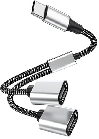 FANTIA Splitter USB da 1 a 4 distributori 0,25 m, adattatore USB C a A, 1 spina a 3 prese adattatore 2.0 per alimentazione e trasferimento dati, per Mac, auto, PS4, laptop, ecc. (tipo C tipo A 2.0 (da