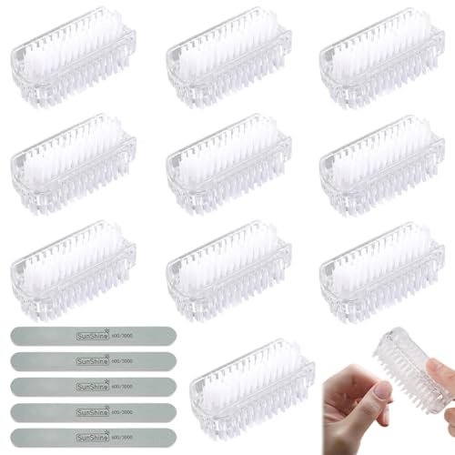 10 Pièces Brosse a Ongles Main, Brosses de Nettoyage Double Face éLiminent Efficacement Les Saletés Tenaces Des Ongles Est Livrée avec 5 Limes à Ongles pour Nettoyer Les Mains et les Pieds