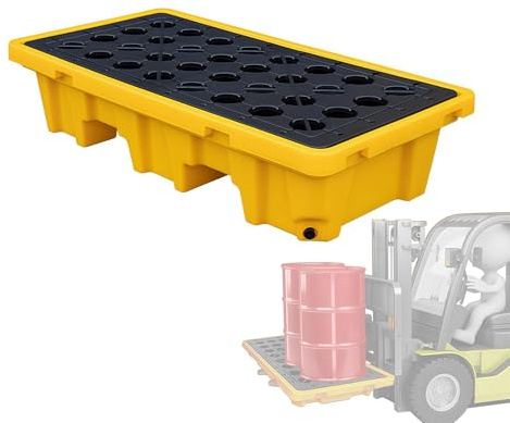 SAYEYBU Auffangwanne mit Ablauf, GroßE Stapelpalette für Farbeimer und öLfäSser aus Auslaufsicherem Polyethylen, Modulare, rutschfeste Paletten