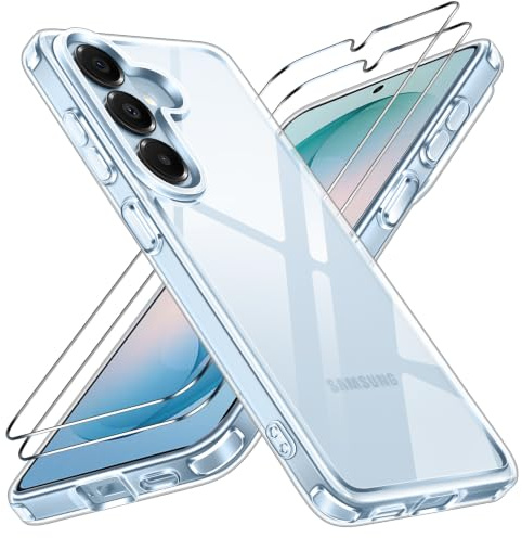ivoler Coque pour Samsung S26 5G et 2 Films de Protection en Verre Trempé, Protection de l'objectif améliorée, Étui Transparent de Protection Antichoc Anti-Rayures, Transparent