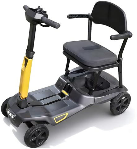 MediHoist Elektromobil für Senioren mit Doppelakku 32 km Reichweite, Seniorenmobil 17 kg Leichtbau für Auto/Bahn/Flugzeug, Elektromobil Klappbar für Senioren & Erwachsene, Schwarz YL-985S